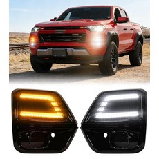 SDPVorn DRL 방향 지시등 2023-2025 쉐보레 콜로라도 안개등 베젤 LED 주간 주행등 앰버 깜박임 헤드라이트 프론트 범퍼 액세서리 ZR2에는 맞지 않음 (시크, 매끄러운 스타일