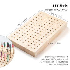 18/61/81 슬롯 연마 헤드 보관 목재 네일 드릴 비트 주최자 트레이 밀링 커터 홀더 2.35mm 생크 맞춤 디스, 02 117 slots