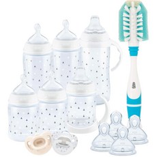 NUK Simply Natural 아기 젖병과 SafeTemp 선물 세트 - 병 4개 젖꼭지 3개 교체용 젖병 젖꼭지 2개 포함., 13 Pack, Timeless