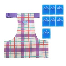 유앤펫 강아지 체크 아이스팩 포켓 여름 쿨조끼 중형견 대형견, 퍼플체크(아이스팩7개), 1개