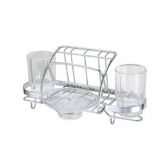 浴室鋅合金牙刷架 肥皂架 漱口杯架, DAY&DAY 多功能盥洗架 附壓克力牙刷杯*2.壓克力香皂盤 ST6632, 1個