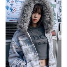 [벤힛] [벤힛xNEO]MRC 카모 퍼 후드집업 화이트메란지