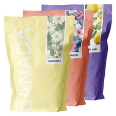 가나다 티백 허브차 3종 (총 75티백), 1세트, 얼그레이+히비스커스+캐모마일