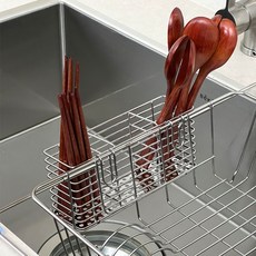 에브리윅 304 스텐 물빠짐 건조대 걸이형 수저통 사각 수저집, 2개, 실버