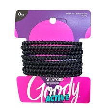 구디 논슬립 여성용 탄력 헤어 타이 8개입 검정색 4mm 중간 길이용 액세서리 없이 긴 시간 유지되는 땋기 포니테일 등에 적합 2963786, 구디 논슬립 여성용 탄력 헤어 타이 8개입 검정색 4m