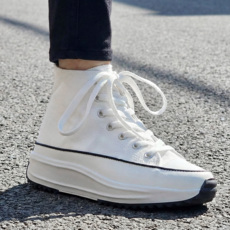 국산 여성 캐주얼 키높이 하이탑 스니커즈 발편한 캔버스 운동화