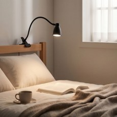 픽 마스터 LED 집게형 독서등 휴대용 탁상용 조명 밝기 조절, 블랙