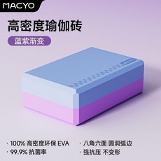 MACYO 高密度瑜伽磚 100% 環保 EVA 99.9% 抗菌率 強抗壓 不變形, 1塊裝, 1塊裝【輔助拉伸/抗壓防滑/穩固支撐】,藍色【130g/高密度EVA/高承重】, 藍色