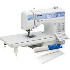 브라더 CS7205 전자동 재봉틀 와이드 테이블 및 자동 바늘 실 끼우개와 수용성 스테이플라이저 롤(3.2 야드/투명) 번들, 브라더 CS7205 전자동 재봉틀 와이드 테이블 및 자