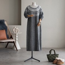 안나앤플러스 크릭 노르딕 니트 원피스[드레스EA444] 빅사이즈