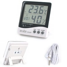 실외 온도센서 제공 대형 LCD 온습도계 1p, 아쿠바 디지털 온습도계 CS-201, 1개