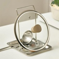 바겐슈타이거 스텐304 커버앤레이들 홀더 국자 냄비뚜껑 받침 거치대 조리도구 보관, 실버, 1개