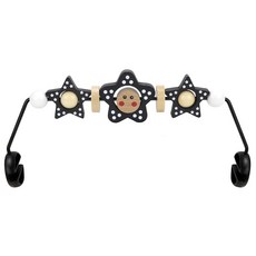 Seeykey 바운서 장난감 바 아기 Bjorn 바운서와 호환되는 나무 아기 바운서 장난감 바 360° 회전 아기 감각 장난감 호기심 많은 아기를 위한 흥미로운 디자인, Black and White Flower