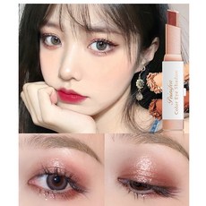 自然雙色眼影棒 網紅防水防汗不易脫妝 初學者彩妝 懶人眼影 化妝 漸變色 夜店, 1個, 紅棕色, 紅棕色