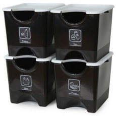 플라팜 에코홀릭 분리수거함 30L 4단, 블랙