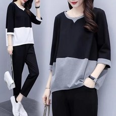 大尺碼 休閒運動套裝 夏季套裝女新款寬鬆大尺碼兩件套休閒運動褲氣質顯瘦女套裝 加大尺碼套裝 女生大尺碼套裝 多件式套裝