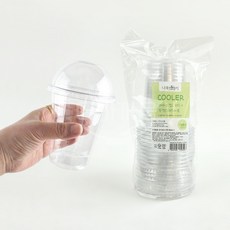 아이스컵 뚜껑 10P세트 플라스틱 테이크아웃 일회용 투명 카페 커피 컵, 410ml, 1세트