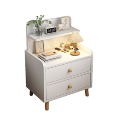 YAPOGI 북유럽풍 서랍형 침실 수납장 2단 머릿장 협탁, 화이트, 1개