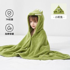 寵物連帽浴袍 柔軟親膚, 1個, 綠色 小鱷魚造型