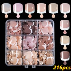 패디 팁 큐어 붙이는 발톱 인조 손톱 네일 페디 자석 발 프렌치, 216개, 단일 216개, 단일