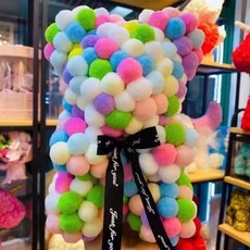 毛球波波球 獨角獸造型擺飾, 25cm馬卡龍混色波波球成品