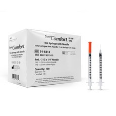 멸균주사기 31G 1cc 6mm 인슐린주사기 LDS 주사기 백신주사기, 1박스, 100개입