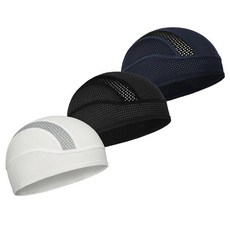 멜라사 3팩 쿨링 해골 모자 스웨트 모터사이클 헬멧 라이너 커버 남성용 메시 사이클링 러닝 모자, 블랙+다크 블루+화이트