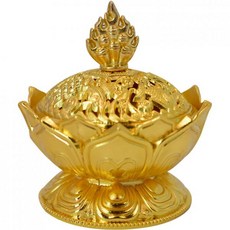 11831172 향 사찰향 제사향 법당향 절향 Buddha Lotus Flower 향로 합금 메탈 인센스 홀더 케이스 크리에이티브 크리스마스 선물 원 사이즈 골드, 11831172 향 사찰향 제사향 법당향 절향 Budd
