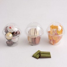 9온스 투명컵 디저트컵 260ml 뚜껑세트 일회용 파티 과일컵 플라스틱 용기, 디저트 컵 세트 260ml