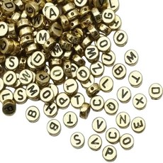 (알파벳 골드) 비즈/악세사리/만들기/공예/구슬/부자재/팔찌/목걸이/키링/취미/키트/공예품/마스크/스트랩, 1개, 골드