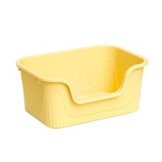 超巨大開放式貓砂盆，寬敞空間，低入口設計，多色可選，附貓砂鏟, 黃, 1個