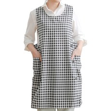 데코에버 여름 붐붐 원피스 앞치마 어린이집 선생님 요양보호사 옆주머니형, 블랙, 1개