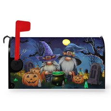 Dacawin 성 패트릭 데이 우편함 커버 자석 표준 사이즈 64.5x53.3cm(25.5x21인치) 난쟁이 레프러콘 그린 모자 토끼풀 무지개 레터 포스트 박스 랩 패트릭의 날, 할로윈 호박 랜턴