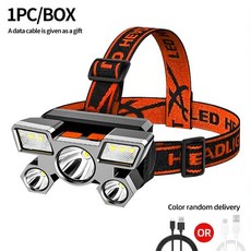 강력한 충전식 헤드 플래시라이트 낚시용 5 LED 헤드램프 나이트코어 캠핑 헤드라이트 사냥용 토치 하이킹, 03 Red 1PC