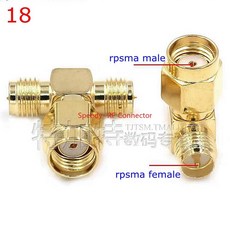 TO 90 직각 어댑터 암컷 개/로트 3 RPSMA 스플리터 스트레이트 타입 티 수컷 도 웨이 SMA RF 커넥터 2 RP, Type 182pcs