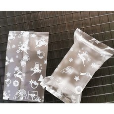 聖誕節印花機封袋 7x12公分 透明餅乾袋 包裝袋, 1個, 聖誕元素磨砂(二合一,50入不挑款