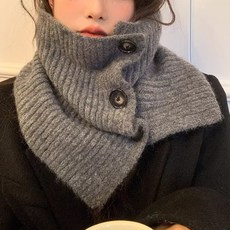 여성 니트 단추 터틀 넥 워머 목폴라 목도리 그레이dkl9+4WgG