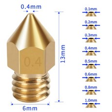 10/20 Pcs MK8 황동 노즐 0.2MM 압출기 헤드 CR10 Ender 3 3D 프린터 부품, 07 0.8mm, 01 10 Pcs