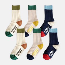 마이싹 토이 배색 골지 아동 양말 6켤레