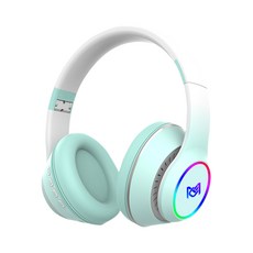 輕巧便攜 舒適耳罩 炫彩LED燈光 內建麥克風 藍牙5.0, 清新綠, MCK-S2藍牙耳機