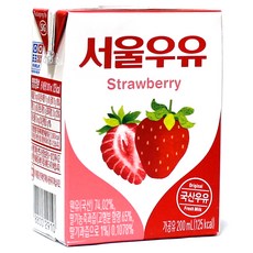 서울우유 딸기멸균우유, 200ml, 4개