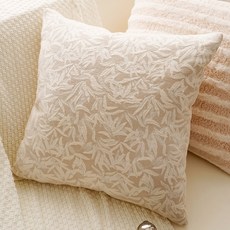 인스타 감성 거실 소파 쿠션 커버 레트로 플라워 디자인 침대 옆 창가 브라운 쿠션 침대 헤드 쿠션 (솜 포함), 단독으로 하나, 카키색 잔잔한 잎무늬 정사각형 45x45cm 단독 베개
