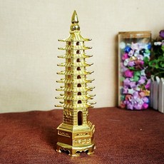文昌塔9層13層黃銅工藝品擺件模型送禮物贈品書房裝飾, 1個, 合金金色:13CM9層