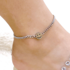 pkpj 鋼製微笑造型腳鍊 3色