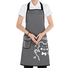 Kemei 생활 방오 방수 앞치마 예쁜 원피스형 포켓 앞치마 주방 공방 카페 업소용, 1개, 블랙