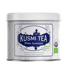 Kusmi Tea 화이트 아나스타샤 베르가못과 티의 블렌드 부드럽고 맛있는 차 뜨겁거나 차갑게 즐기세요 잎차 87.9g3.5온스 틴 박스 약 50컵 수량 241189, Kusmi Tea - 화이트 아나스타샤 - 베르가못과