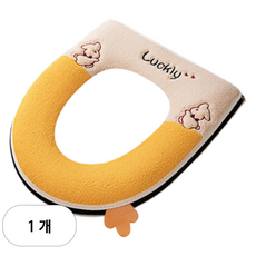 온트리 럭키 토끼 극세사 변기시트, 옐로우, 1개