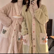 桃園出貨 冬季睡袍女珊瑚絨加絨加厚睡裙浴袍秋冬季長款浴衣外套法蘭絨睡衣