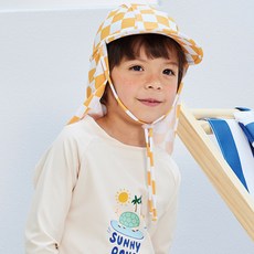 [플랩캡] 솜니움베베 체크 UV 수영모자 여아 남아 아쿠아 아기 수영모 유아 자외선차단 모자