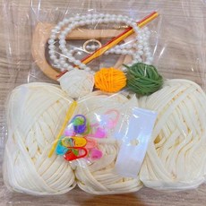 手工DIY編織包 斜挎包 手提包 梔子花貝殼包 材料包 閨蜜禮物, 梔子花貝殼包白色材料, 1個